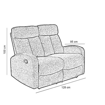 SOFÃ RELAX RECLINABLE 2 PLAZAS 128X95X180CM GRIS OSCURO MOMI