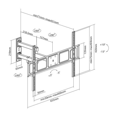 SOPORTE DE TELEVISION EXTENSIBLE 37-70" LARRYHOUSE