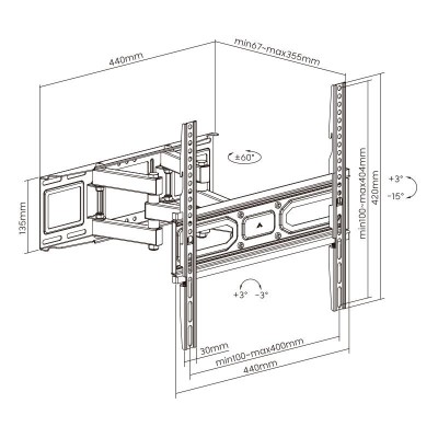 SOPORTE DE TELEVISION EXTENSIBLE 37-80" LARRYHOUSE