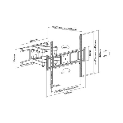 SOPORTE DE TELEVISION EXTENSIBLE 37-80" LARRYHOUSE