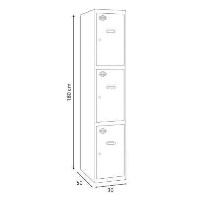 TAQUILLA METALICA AZUL 3 PUERTAS 1800X300X500MM AIRMEC