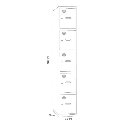 TAQUILLA METALICA AZUL 5 PUERTAS 1800X300X500MM AIRMEC