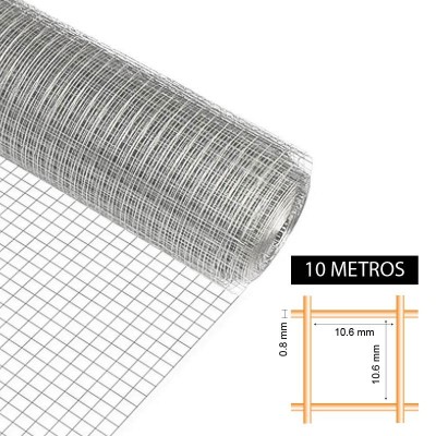 TELA METÁLICA GALV 10.6X10.6X0.8MM 1X10M DONNA GARDEN