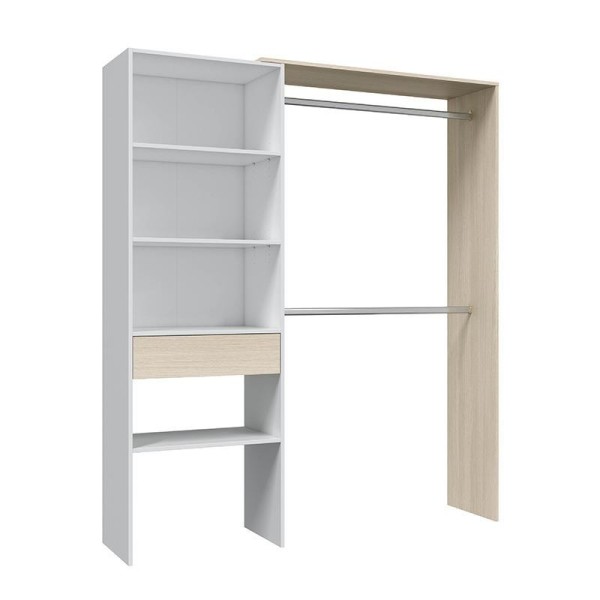 VESTIDOR - ARMARIO CON ESTANTERÍA 187X158X40CM BLANCO/ROBLE MOMI