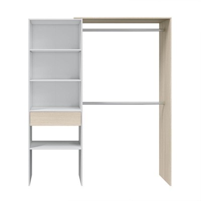 VESTIDOR - ARMARIO CON ESTANTERÍA 187X158X40CM BLANCO/ROBLE MOMI