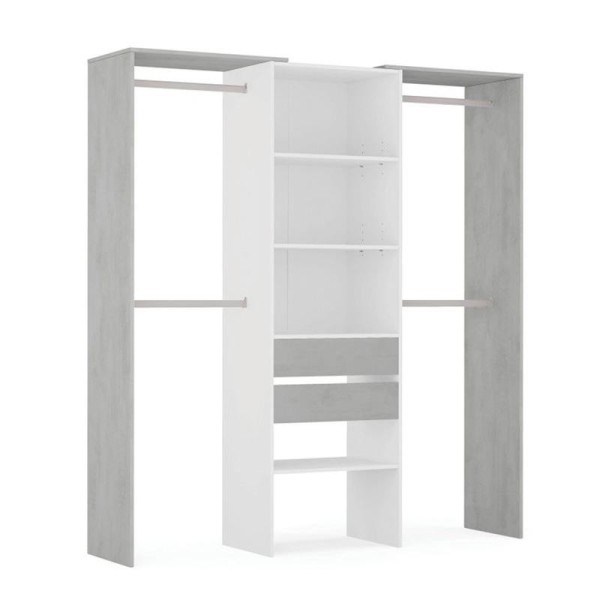 VESTIDOR - ARMARIO CON ESTANTERÍA 202X179X50CM BLANCO/CEMENTO MOMI