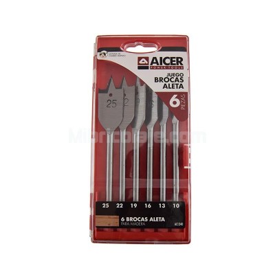 JUEGO 6 PCS BROCAS ALETA AICER