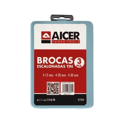 JUEGO BROCAS ESCALONADAS TIN 3 PCS AICER