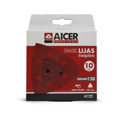 PACK 10 LIJAS TRIANGULARES 105X105MM GR.120 AICER