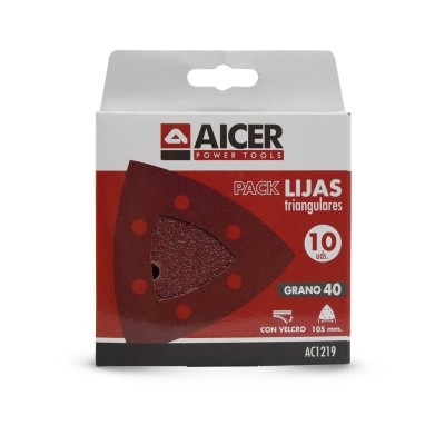 PACK 10 LIJAS TRIANGULARES 105X105MM GR.40 AICER