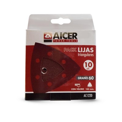 PACK 10 LIJAS TRIANGULARES 105X105MM GR.60 AICER