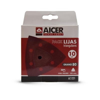 PACK 10 LIJAS TRIANGULARES 105X105MM GR.80 AICER