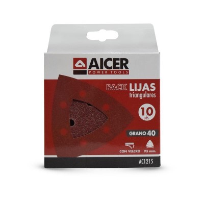 PACK 10 LIJAS TRIANGULARES 93X93MM GR.40 AICER