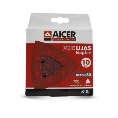 PACK 10 LIJAS TRIANGULARES 93X93MM GR.80 AICER