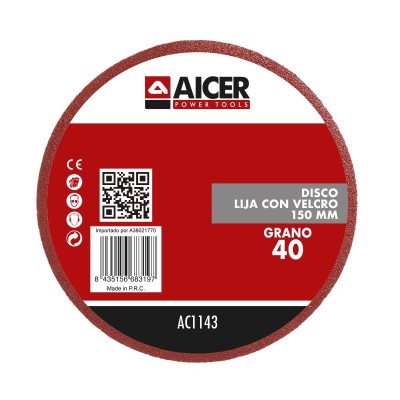 PACK 5 LIJA 150MM GR40 VELCRO AICER