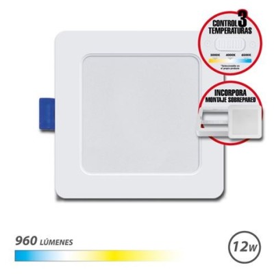 DOWNLIGHT CUADRADO 12W | 960LM SELECTOR 3 TEMPERATURAS + SOBREPARED ELBAT