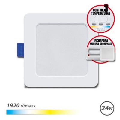 DOWNLIGHT CUADRADO 24W | 1920LM SELECTOR 3 TEMPERATURAS + SOBREPARED ELBAT