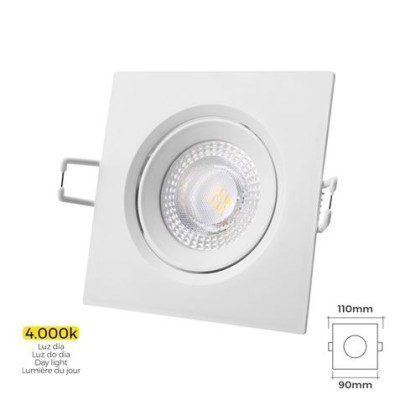 DOWNLIGHT LED EMPOTRAR 5W 380 LUMEN 4.000K CUADRADO MARCO BLANCO EDM