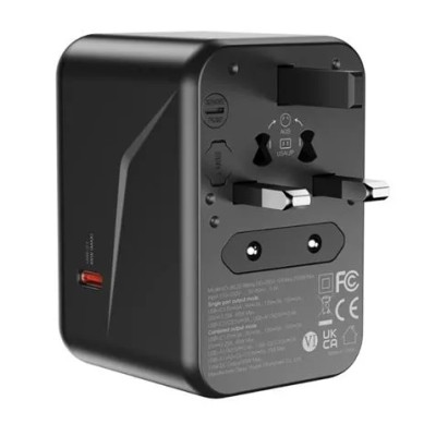 ADAPTADOR UNIVERSAL DE VIAJE 65W 3 X TIPO C + 2 X USB XO