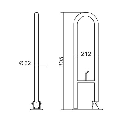 ASA DE BAÑO ABATIBLE CON PORTAROLLO INOX BENOTTI 80.5X21.2X3.2CM