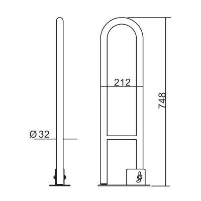 ASA DE BAÑO ABATIBLE INOX BENOTTI 74.8X21.2X3.2CM