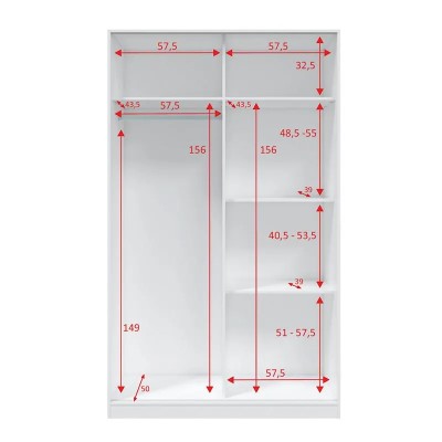 ARMARIO 2 PUERTAS CORREDERAS 200X120X50CM BLANCO BRILLO MOMI