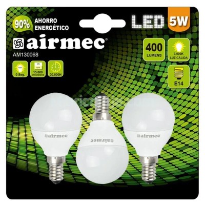 BOMBILLAS LED PACK 3 5W G45 E14 LUZ CÃLIDA AIRMEC