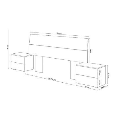 CABECERO + 2 MESITAS 2 CAJONES 96X256X34CM BL ARTIK/R. ALASKA MOMI