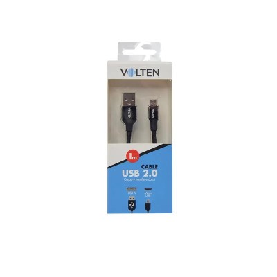 CABLE USB A MICRO USB NEGRO 1 METRO VOLTEN