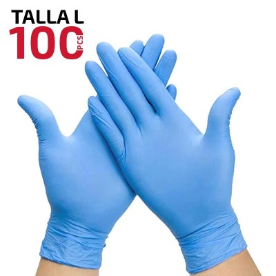 CAJA GUANTES VINILO AZUL TALLA L 100 PCS PAMACON