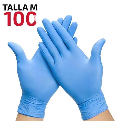 CAJA GUANTES VINILO AZUL TALLA M 100 PCS PAMACON