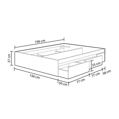 CAMA 150 4 CAJONES 37X156X196CM ROBLE CANADIAN MOMI