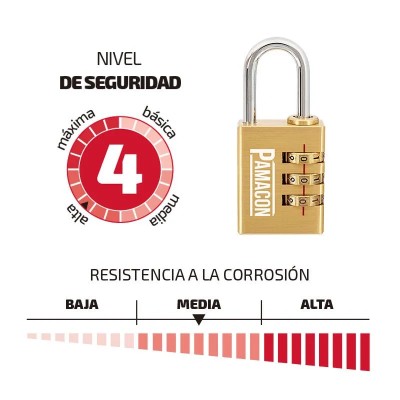 CANDADO COMBINACION LATON 28MM PAMACON