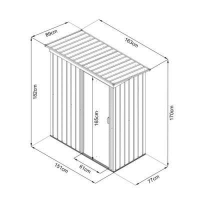 CASETA DE METAL CON PUERTA CORREDERA 89x163x182CM (1.5M2) AIRMEC