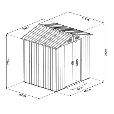 CASETA DE METAL CON PUERTAS CORREDERAS 174x194x200CM (3.4M2) AIRMEC