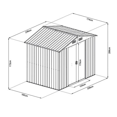 CASETA DE METAL CON PUERTAS CORREDERAS 174x236x206CM (4M2) AIRMEC