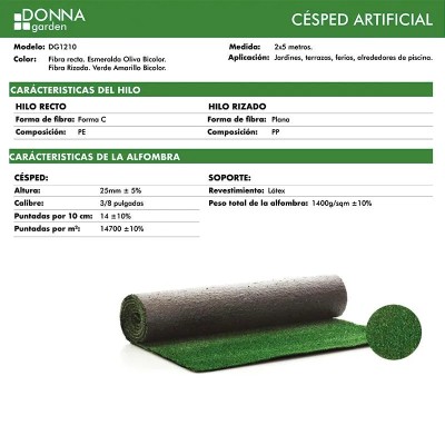 CESPED ARTIFICIAL SERIE DAYTONA DONNA GARDEN (25MM 2X5MTS)