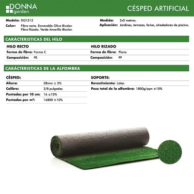 CESPED ARTIFICIAL SERIE DAYTONA DONNA GARDEN (40MM 2X5MTS)