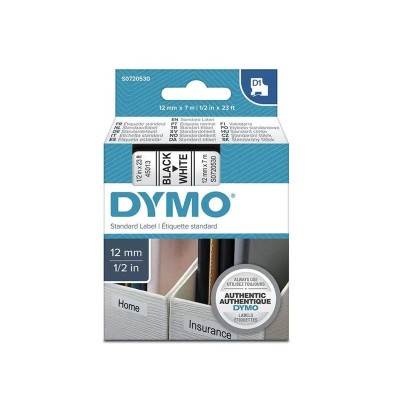 CINTA PARA ROTULADORA ADHESIVA 45013 DE PLÃSTICO NEGRA Y BLANCA DYMO