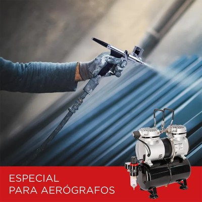 COMPRESOR DE AERÓGRAFO DOBLE PISTON CON DEPÓSITO FARGO TOOLS