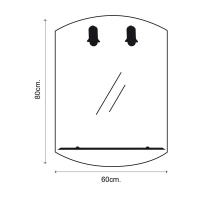 ESPEJO DE BAÑO 60X80 CM DOS FOCOS BENOTTI