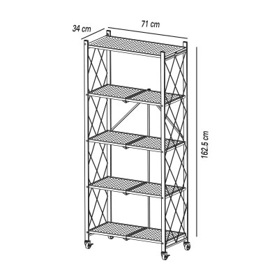 ESTANTERIA MÃVIL PLEGABLE 71X34X162.5 CM LARRYHOUSE