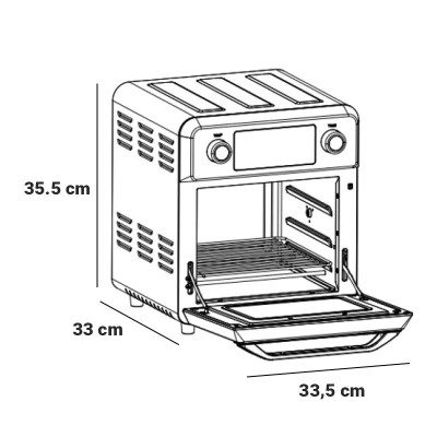 HORNO + FREIDORA DE AIRE CALIENTE INOX 14.5 LITROS 1.700W LARRYHOUSE