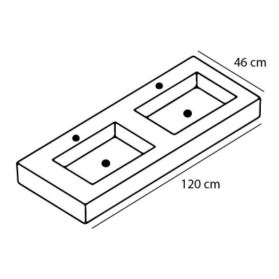 LAVABO DOBLE SUSPENDIDO CARGA MINERAL 120X46CM SERIE BUNI BENOTTI
