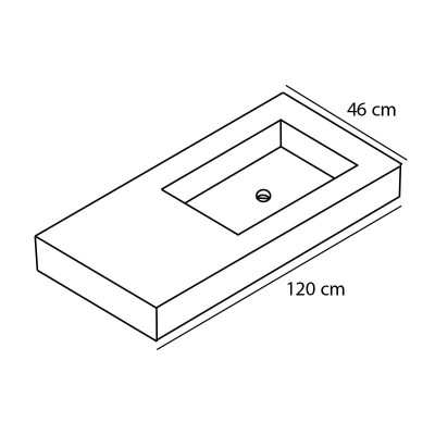 LAVABO SUSPENDIDO CARGA MINERAL 120X46CM SERIE ANETO A LA DERECHA BENOTTI