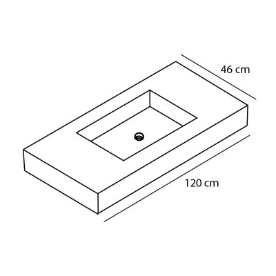 LAVABO SUSPENDIDO CARGA MINERAL 120X46CM SERIE ELBRUS BENOTTI