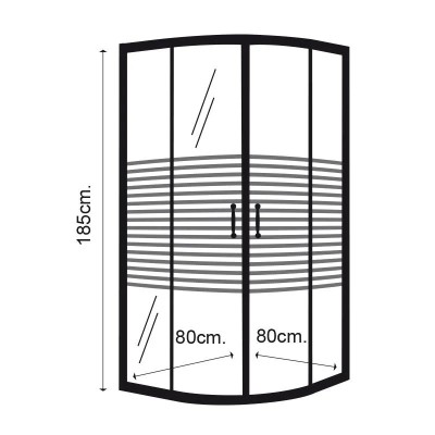 MAMPARA DUCHA ANGULAR RAYADA BENOTTI (185X80CM 6MM)
