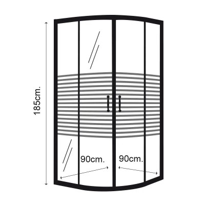 MAMPARA DUCHA ANGULAR RAYADA BENOTTI (185X90CM 6MM)