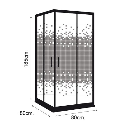 MAMPARA DUCHA CUADRADRA NEGRA DELUXE BENOTTI (185X80CM 5MM)