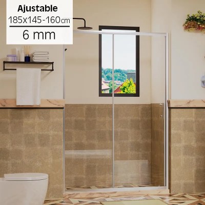 MAMPARA DUCHA FRONTAL AJUSTABLE BENOTTI (185X145-160CM 6MM)